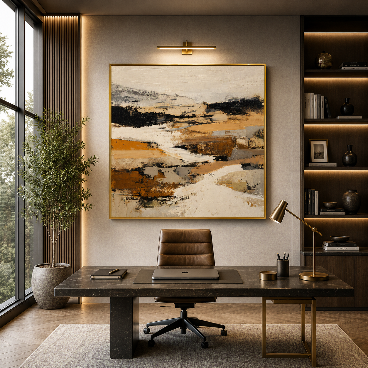 Desert Echo Abstract Wall Art – Modern Neutral Earth Tone Canvas