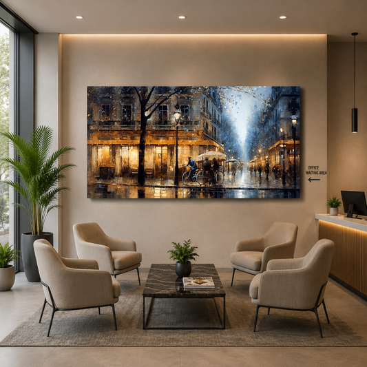 Luxury Paris Street Café Canvas Wall Art Painting