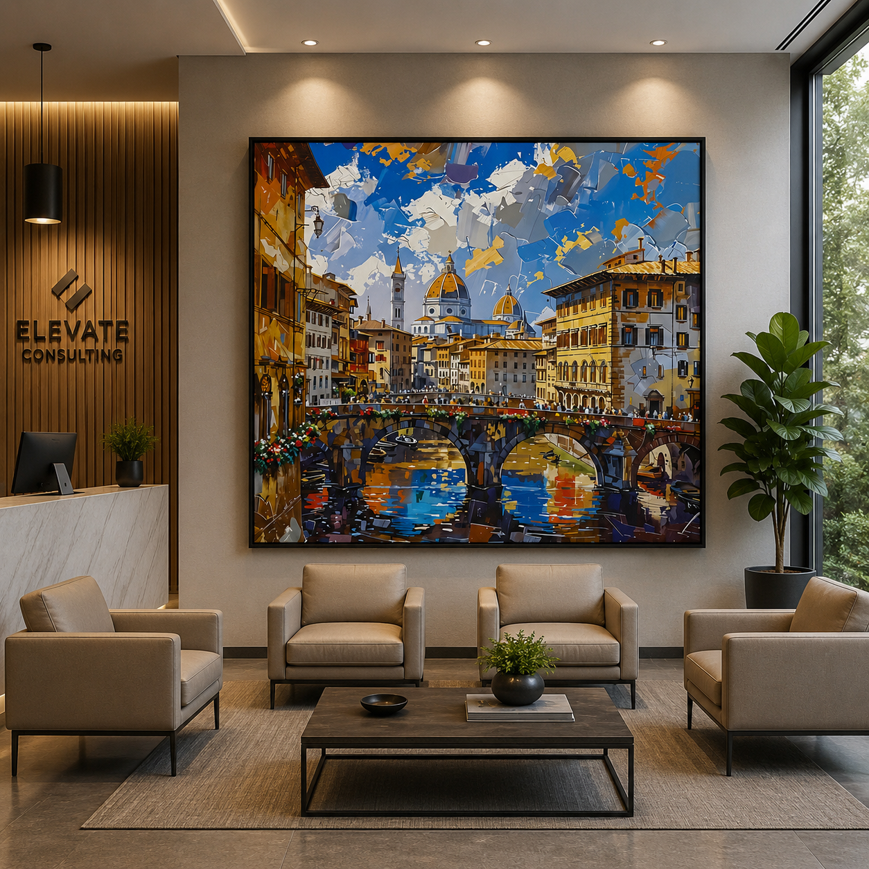 Florence Bridge Cityscape Canvas Wall Art Painting