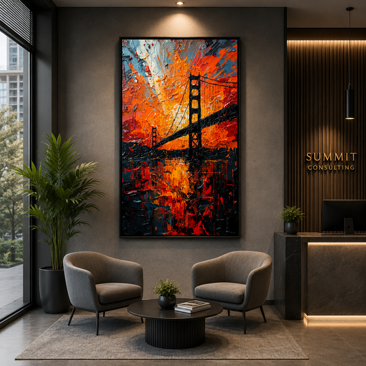 Abstract Sunset Bridge Canvas Wall Art
