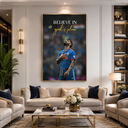 Believe in God's Plan Virat Kohli Motivational Wall Art Poster
