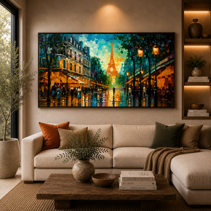 Paris Street Eiffel Tower Canvas Wall Art Painting For Home Decor