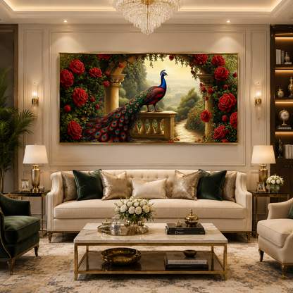Luxury Peacock Vastu Canvas Wall Painting for Home Decor