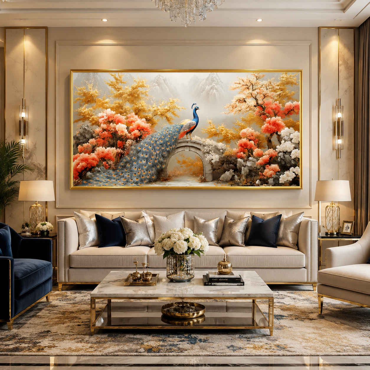 Beautiful Peacock Vastu Canvas Painting for Stylish Home Decor