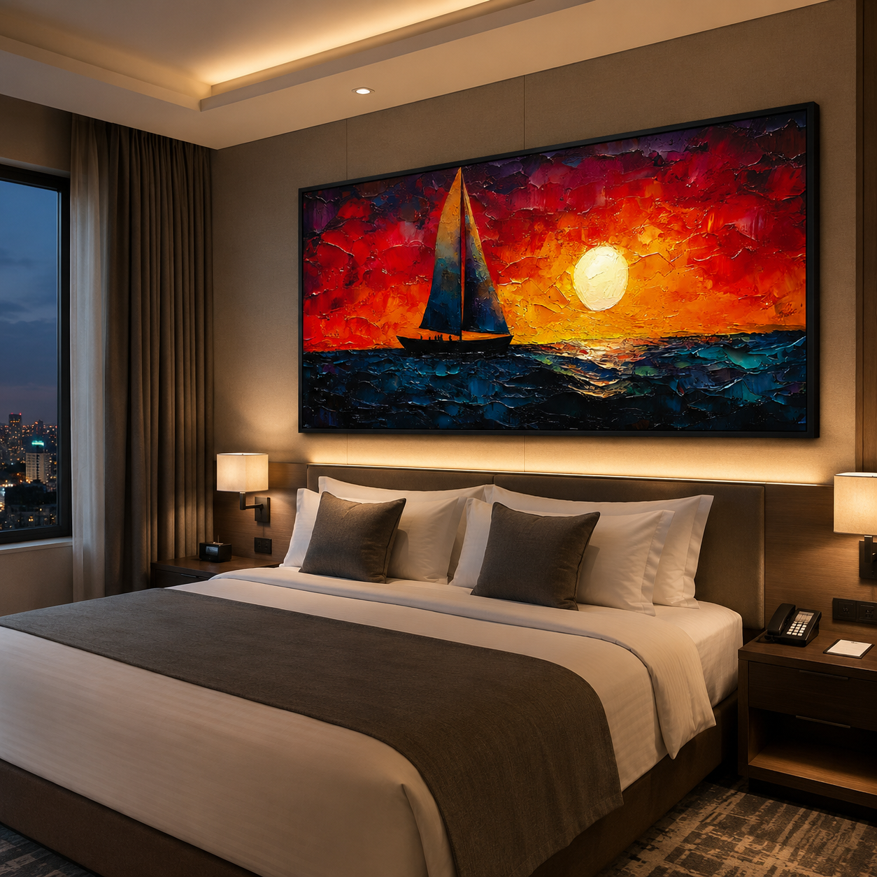 Sunset Sailboat Ocean Canvas Wall Art Painting