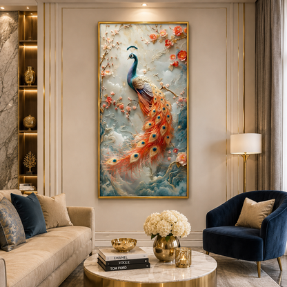 Beautiful Peacock Canvas Painting for Living Spaces