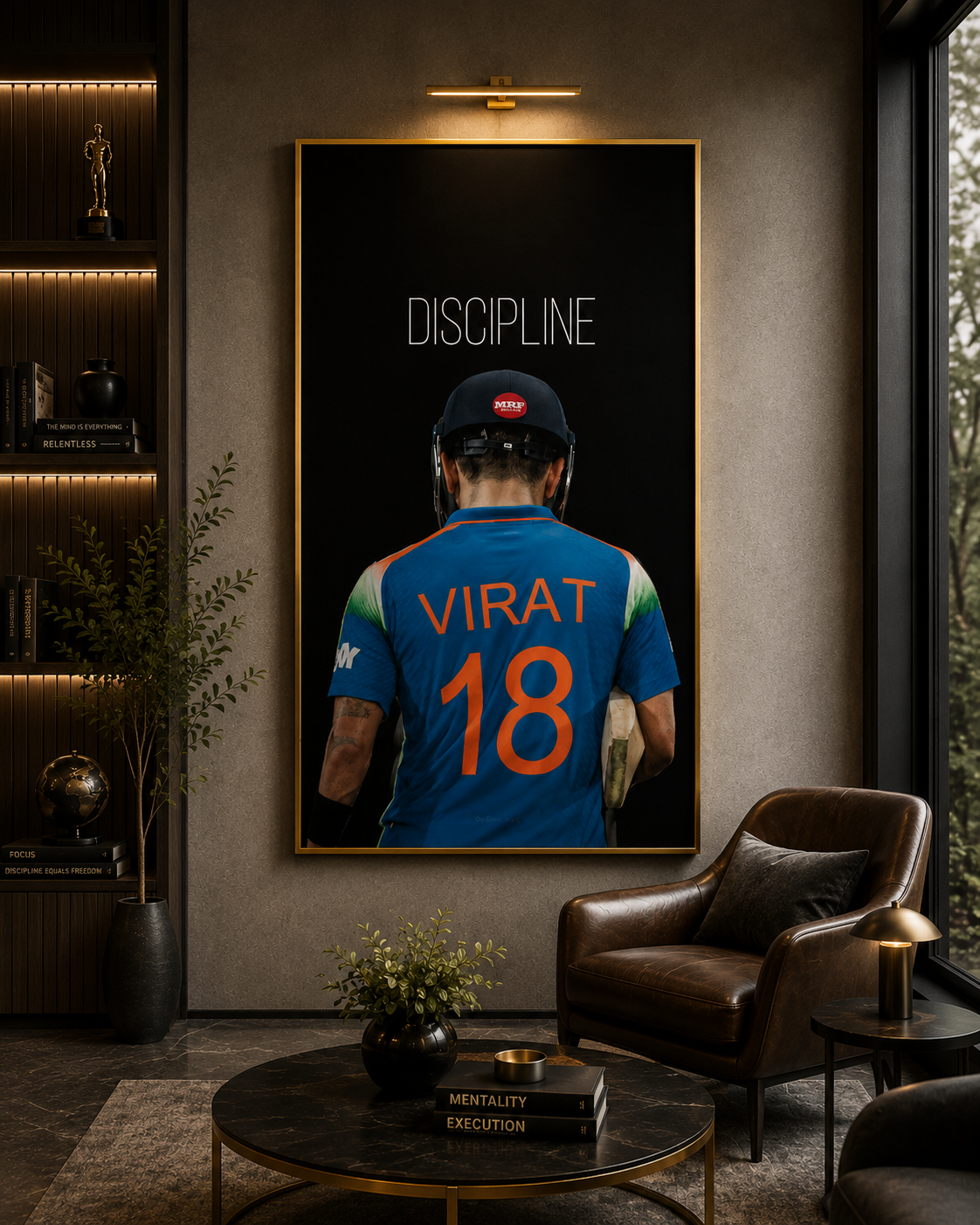 Virat Kohli Discipline Motivational Cricket Wall Art Poster Print