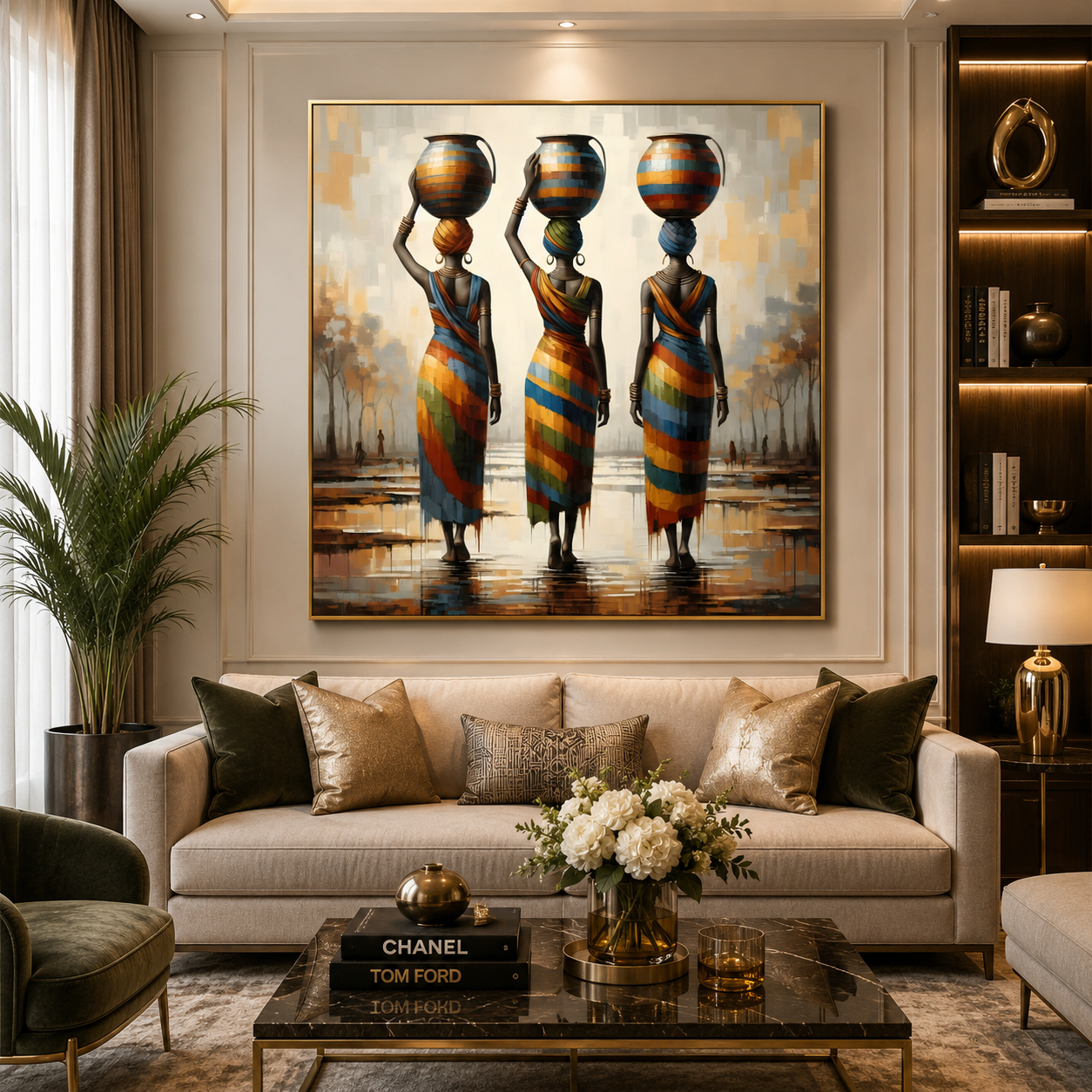 African Women with Pots Canvas Wall Art for Modern Home Decor