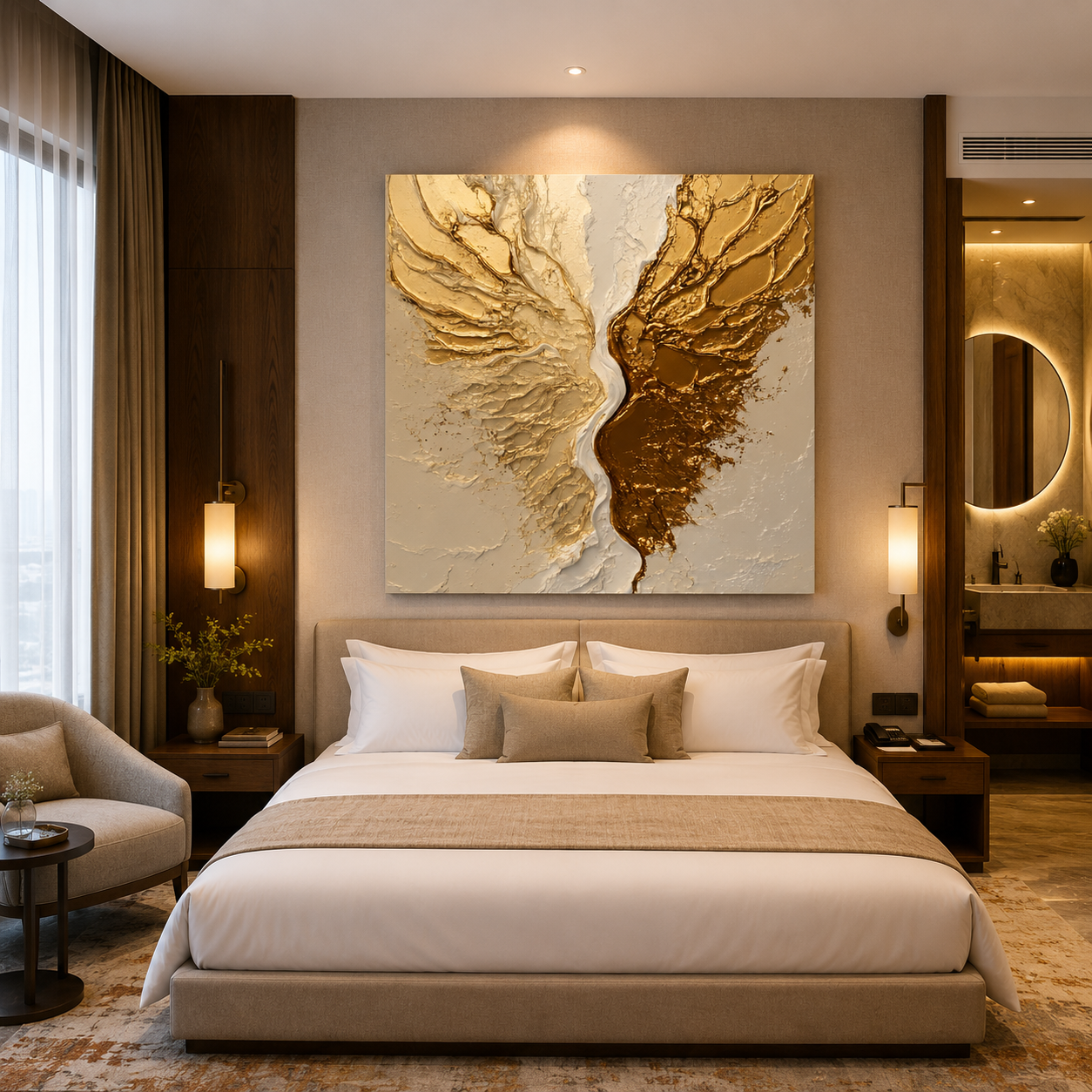 Golden Wings Abstract Wall Art – Luxury Textured Modern Canvas