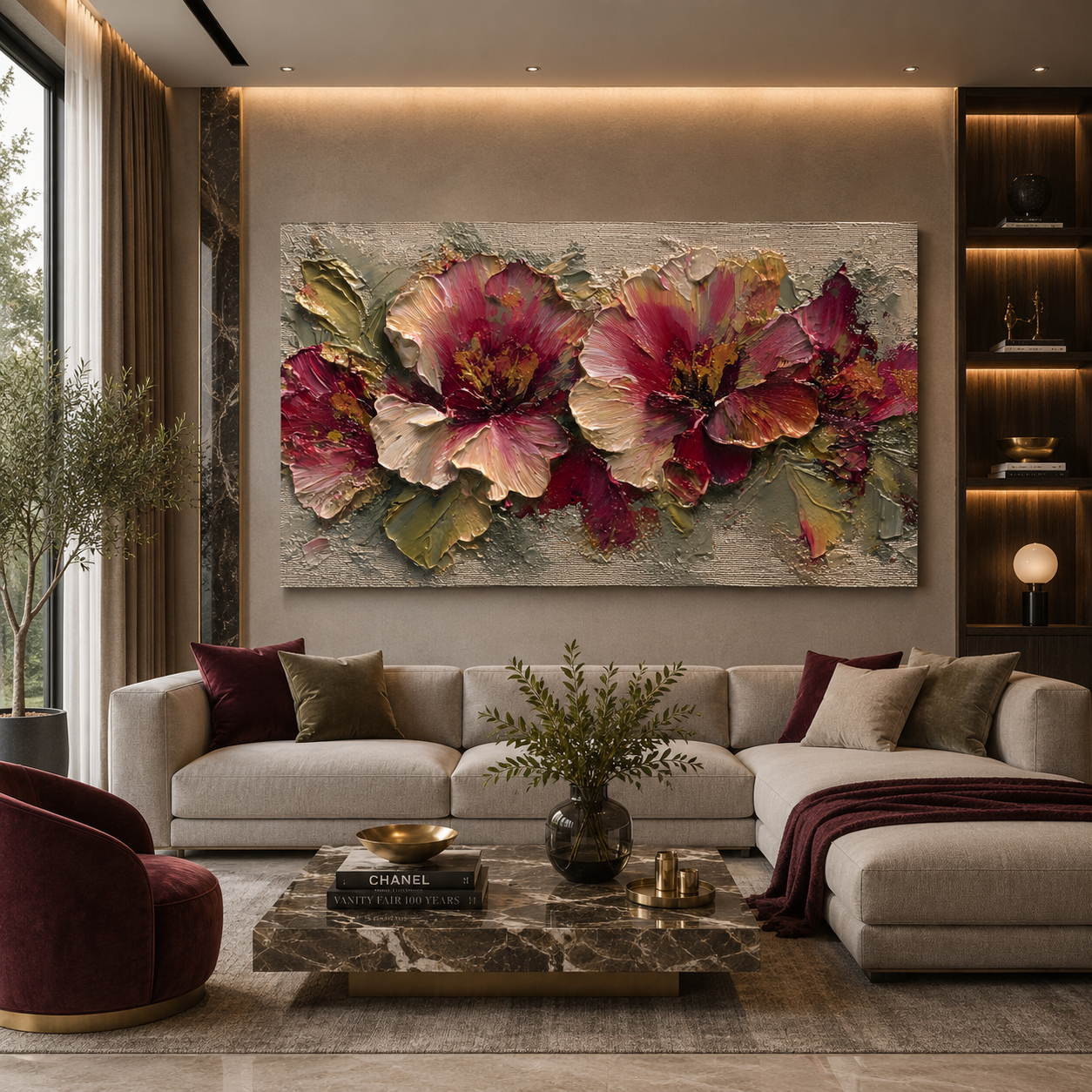 Elegant Floral Texture Canvas Wall Art Painting For Home Decor