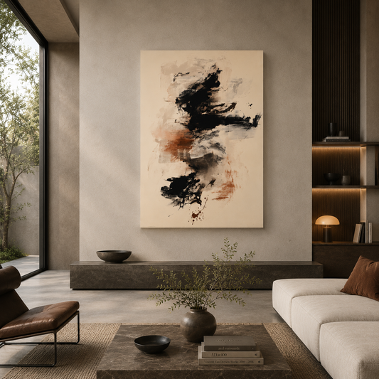 Modern Neutral Abstract Brush Stroke Canvas Wall Art