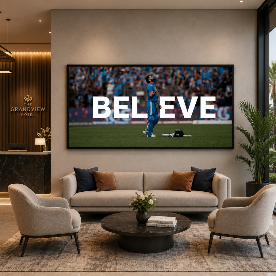 Believe Cricket Motivation Canvas Wall Art for Modern Interiors