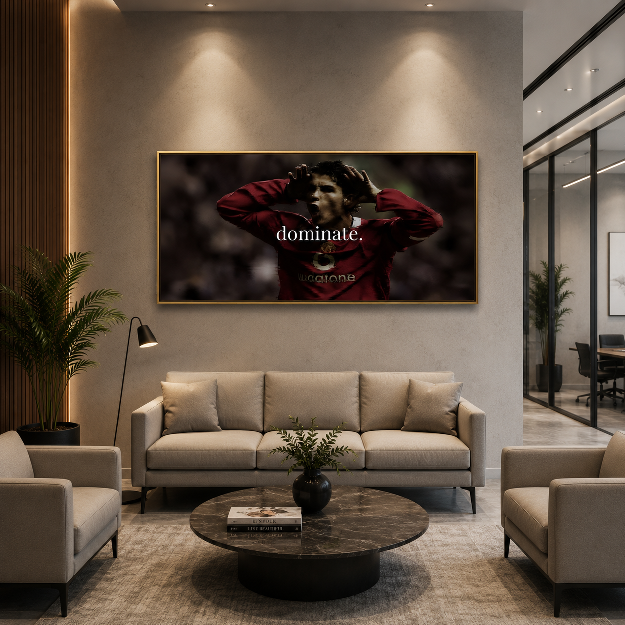 Cristiano Ronaldo Dominate Motivational Football Canvas Wall Art