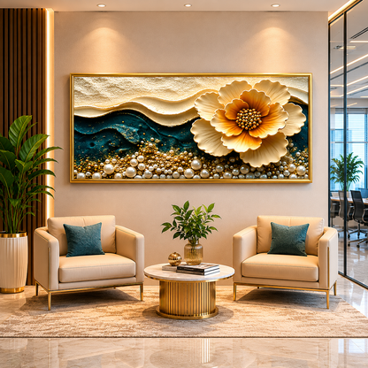 Luxury 3D Floral Abstract Wall Art for Modern Living Room