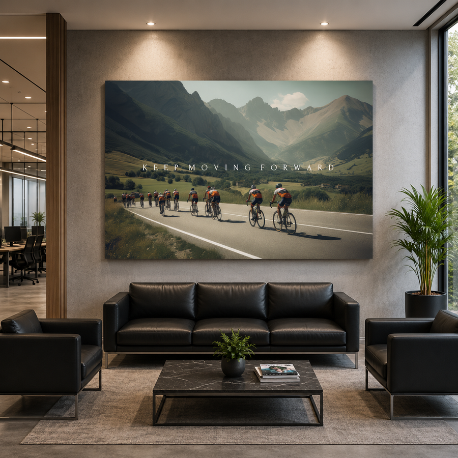 Keep Moving Forward Cycling Motivation Canvas Wall Art Print