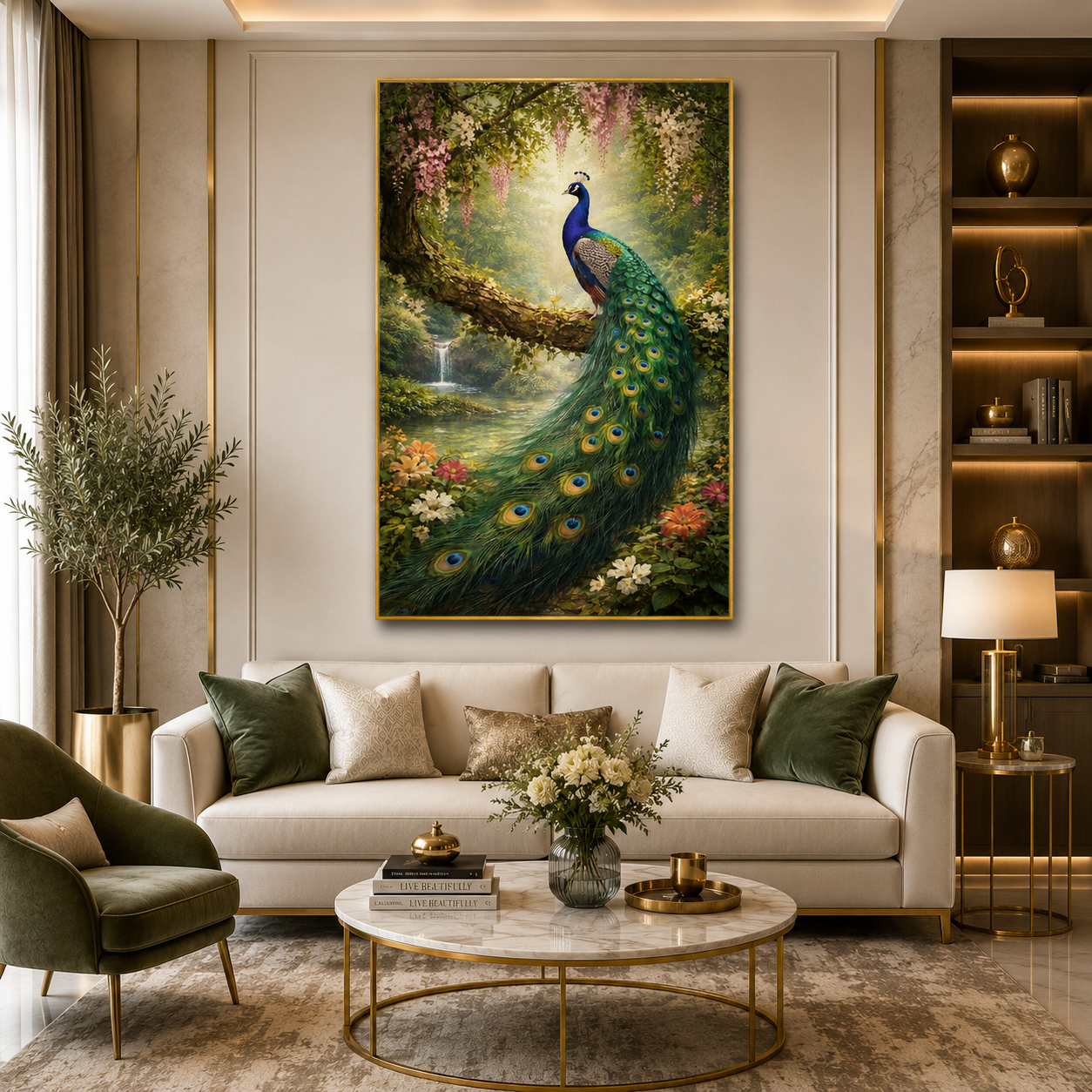 Peacock Canvas Wall Painting for Bedroom Decor