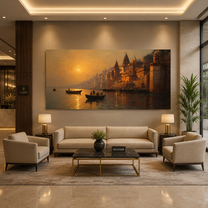Banaras Ghats Modern Canvas Wall Art for Home Interior Decor
