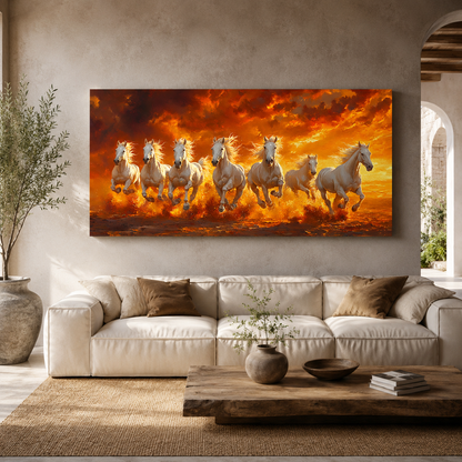 7 Horse Wall Art Canvas Painting for Office and Living Room