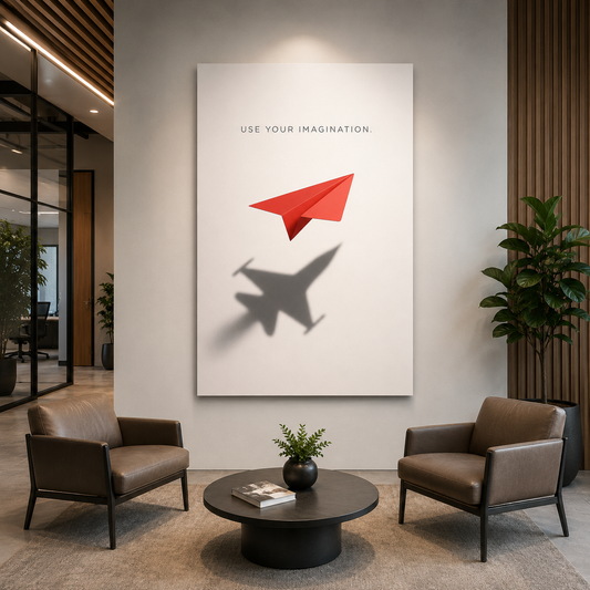 Use Your Imagination Motivational Paper Plane Wall Art Print