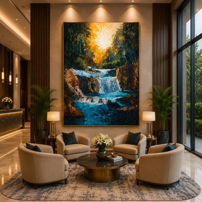 Waterfall Vastu Wall Painting for Positive Energy and Peace