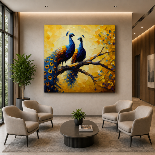 Peacock Canvas Painting Inspired by Indian Heritage