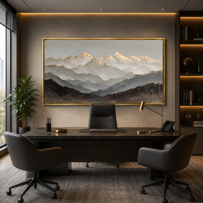 Misty Peaks Landscape Wall Art – Modern Mountain Canvas Painting