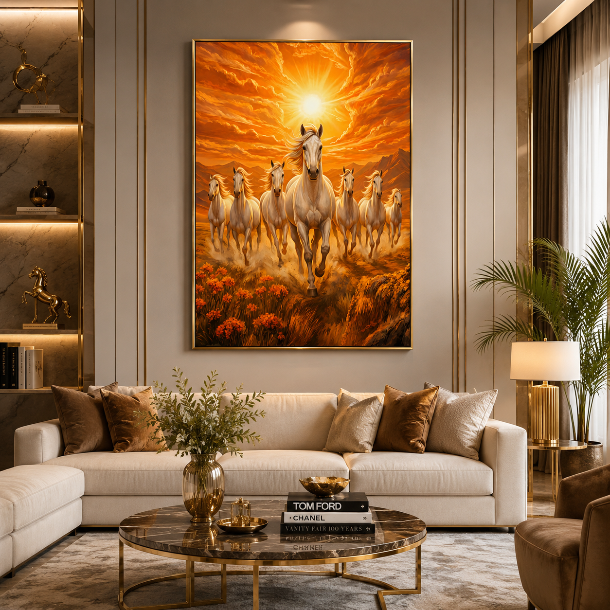 Seven Horse Wall Canvas Art Painting for Home and Office