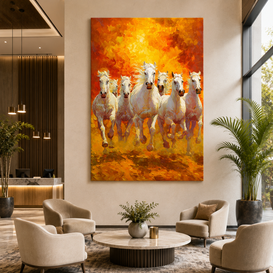 Seven Running Horses Canvas Painting