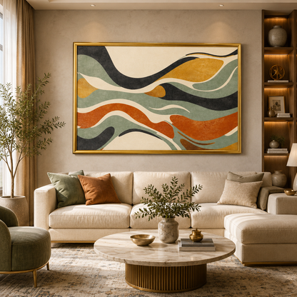 Modern Wavy Abstract Canvas Wall Art Painting Decor