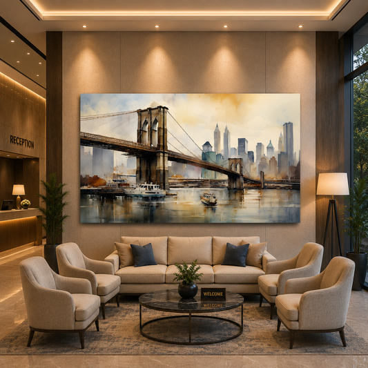 Modern Brooklyn Bridge Skyline Canvas Wall Art Painting