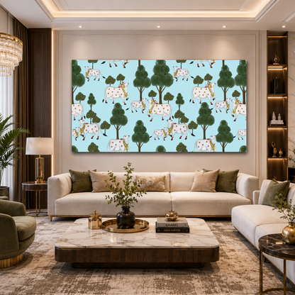 Traditional Cow Pattern Nature Wall Art for Modern Interiors