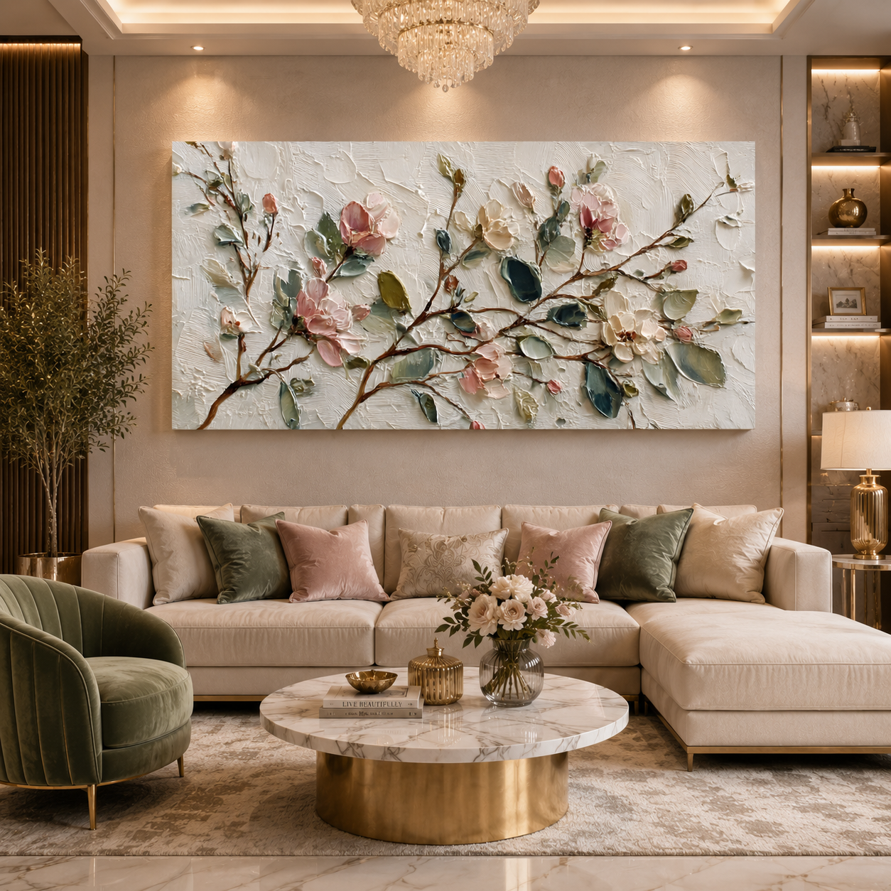 Elegant Cherry Blossom Branch Wall Art Canvas for Modern Interiors