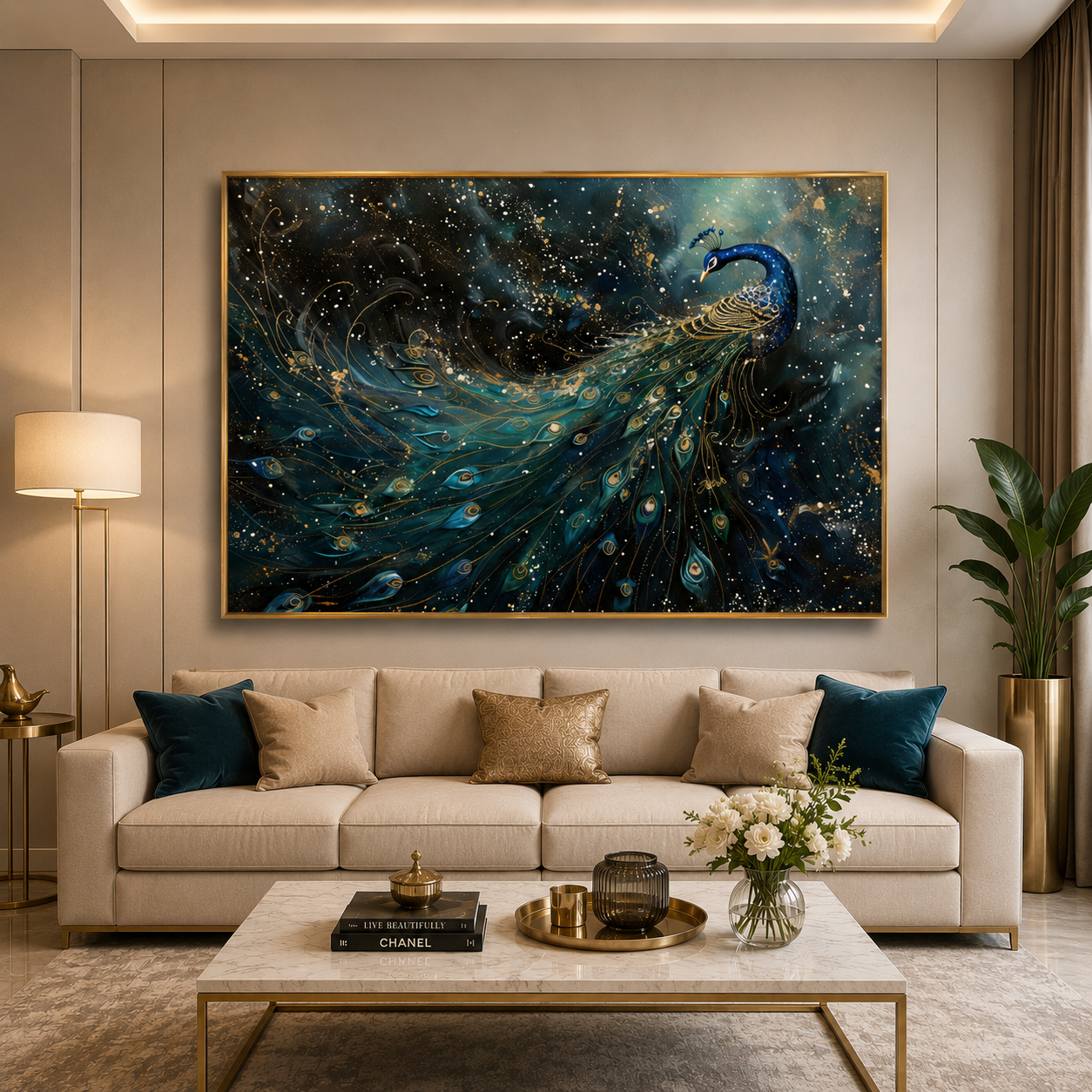 Artistic Peacock Canvas Wall Art for Elegant Homes