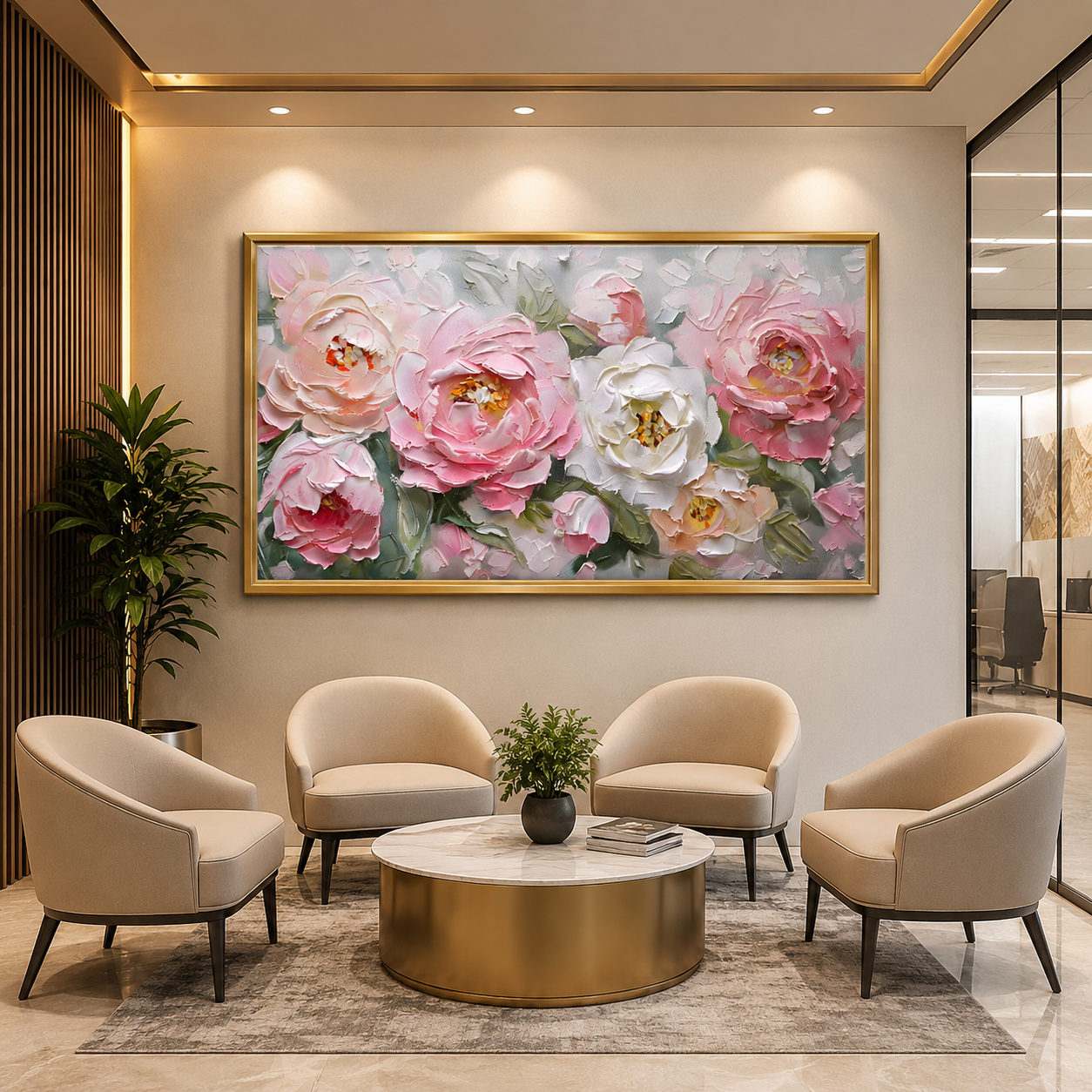 Blush Pink Peony Floral Canvas Wall Art for Elegant Bedroom Décor