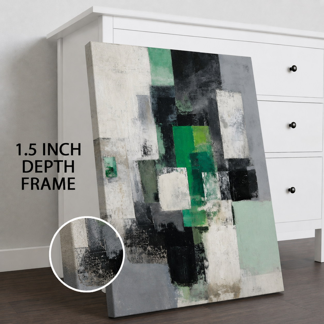Modern Green Geometric Abstract Canvas Wall Art Painting