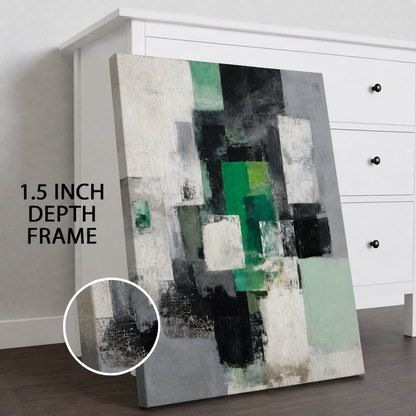 Modern Green Geometric Abstract Canvas Wall Art Painting