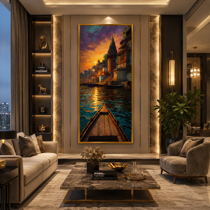 Banaras Ghats Painting Wall Art for Living Room Decor
