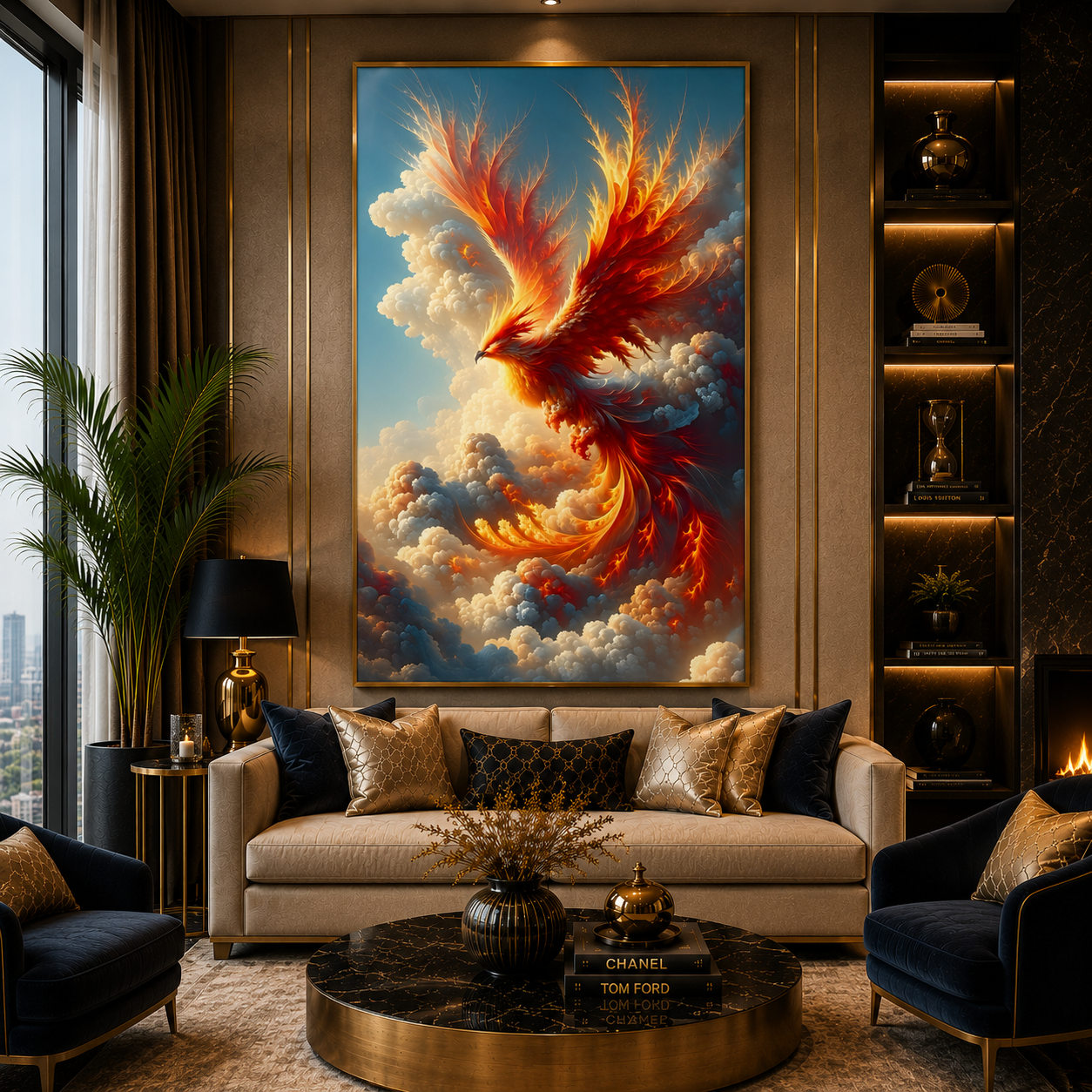 Phoenix Wall Art Canvas Painting for Home Office Living Room Decor