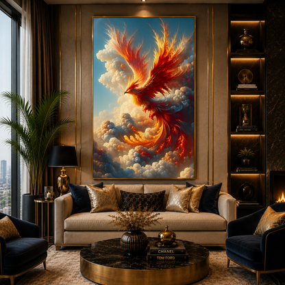 Phoenix Wall Art Canvas Painting for Home Office Living Room Decor