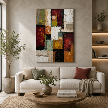 Modern Geometric Abstract Canvas Wall Art Painting for Living Room