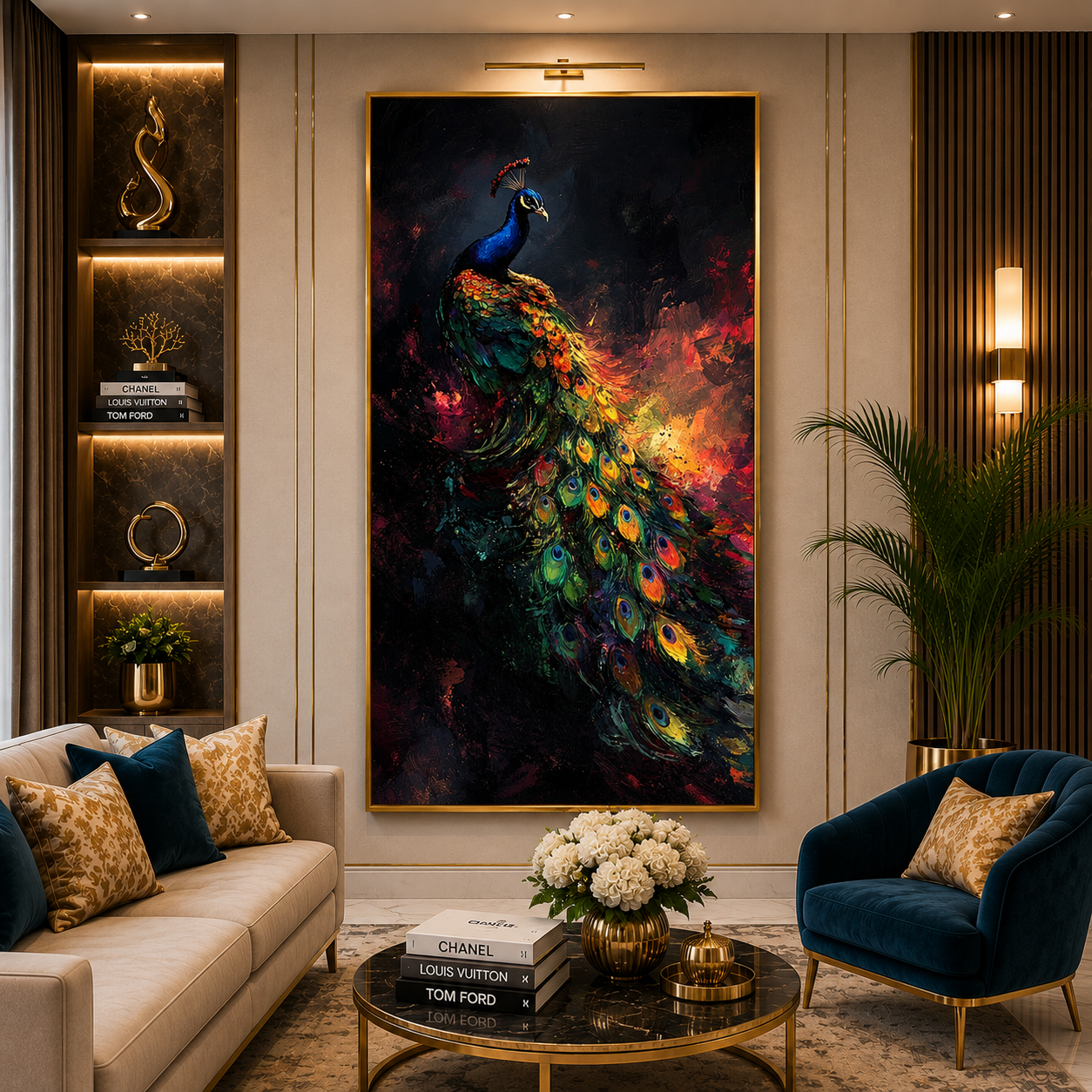 Elegant Peacock Wall Art Canvas for Modern Home Decor