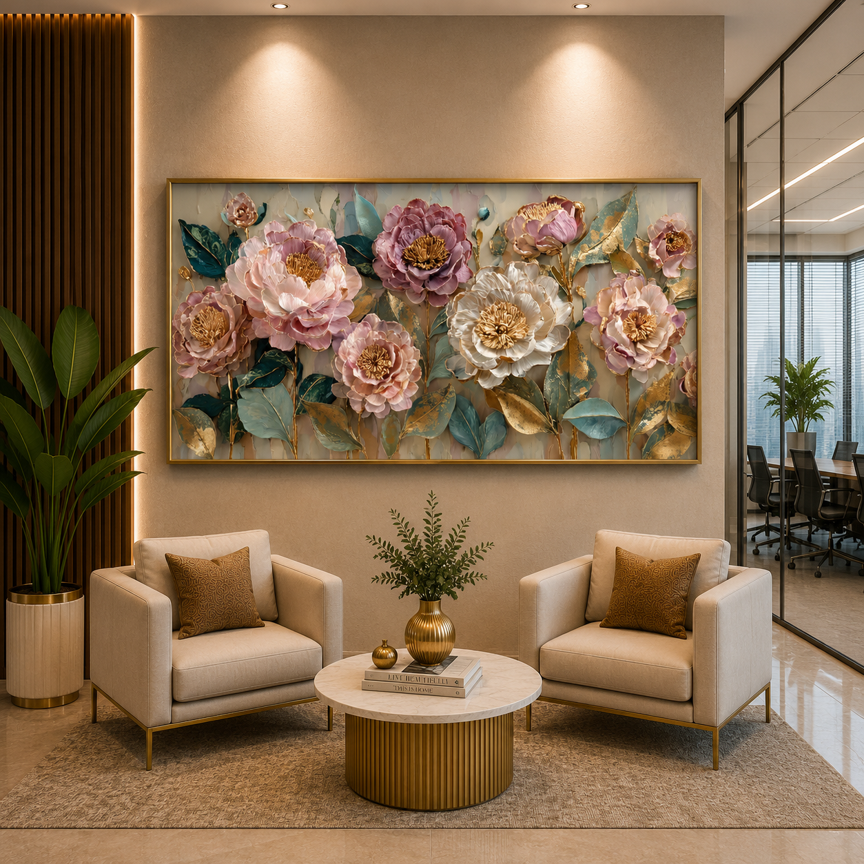 Luxury Blush Pink Floral Wall Art Canvas for Elegant Home Décor