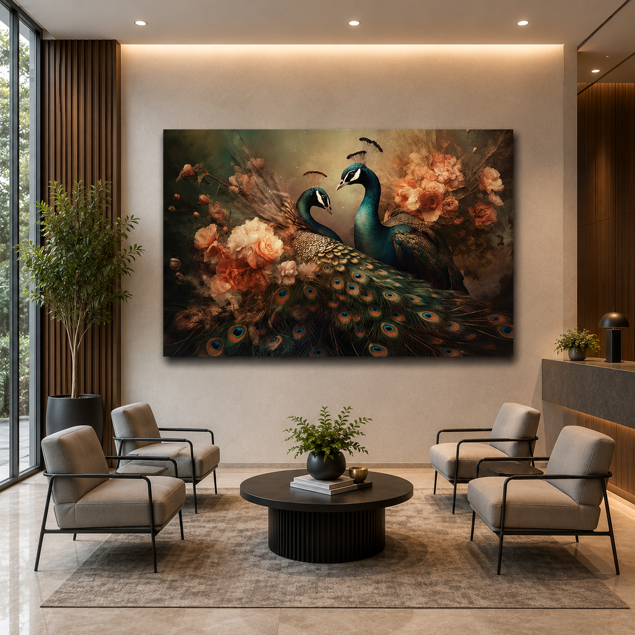 Peacock Vastu Painting Canvas for Wealth and Harmony