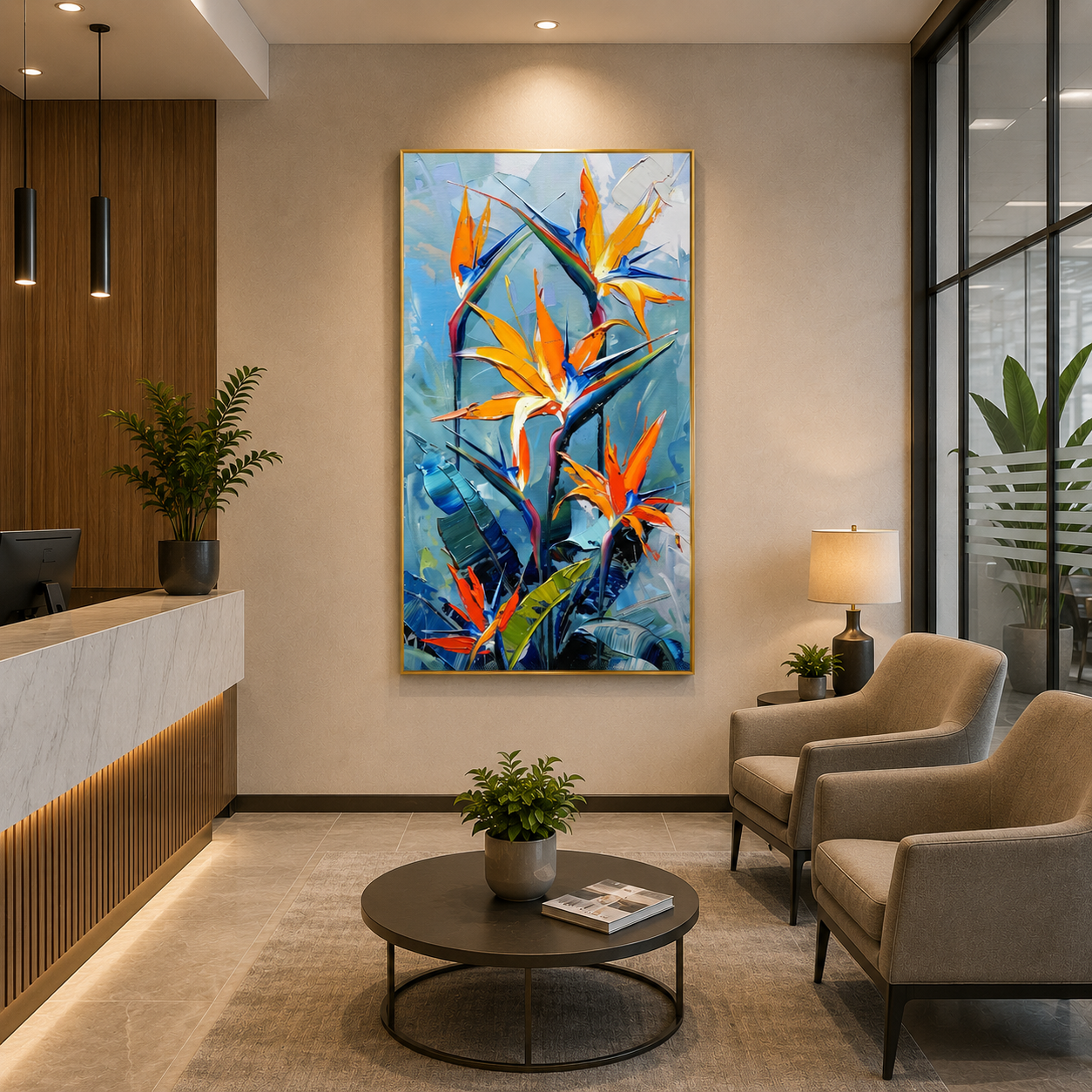 Tropical Bird of Paradise Abstract Canvas Wall Art for Modern Homes