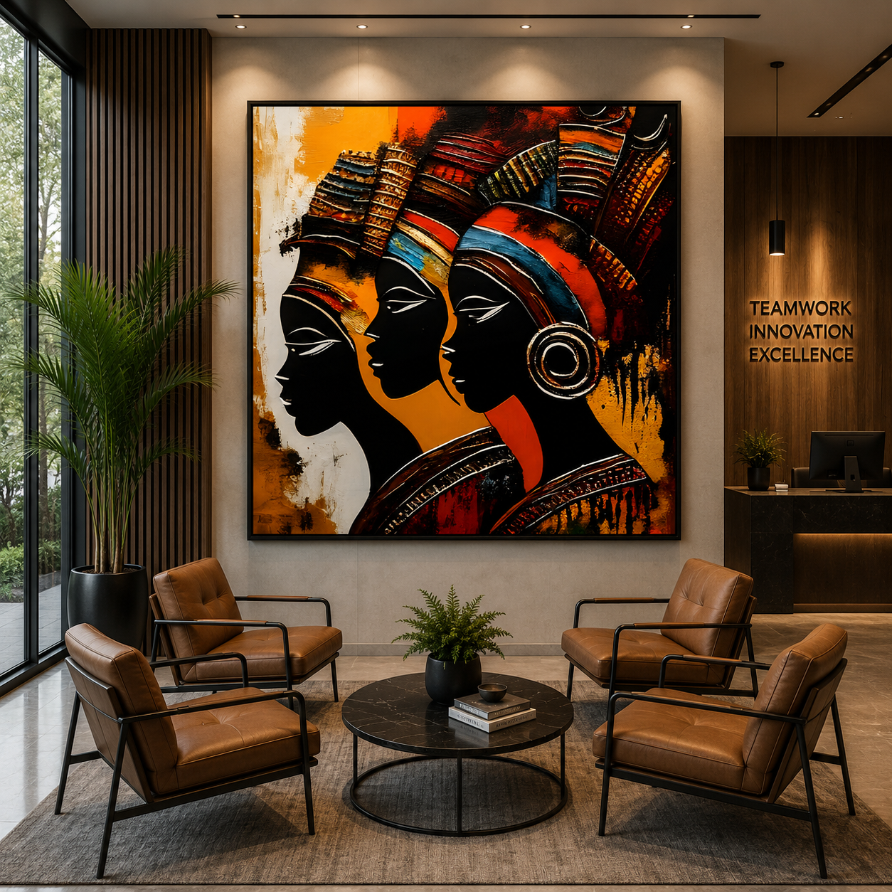 African Tribal Women Abstract Canvas Wall Art for Luxury Decor