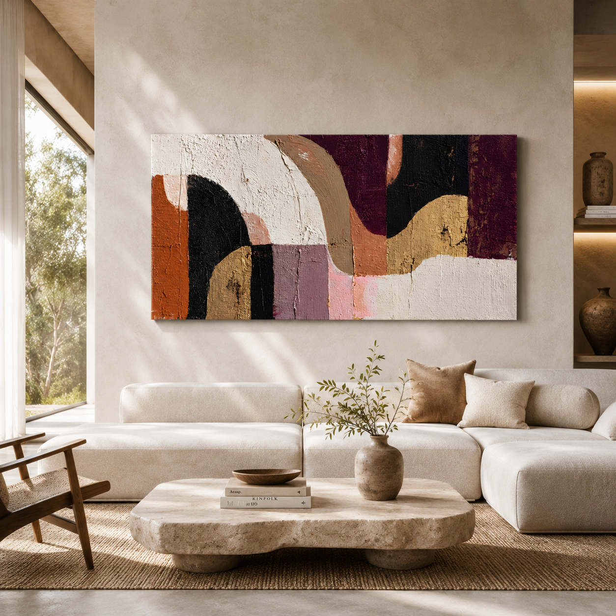 Modern Earth Tone Abstract Canvas Wall Art Painting