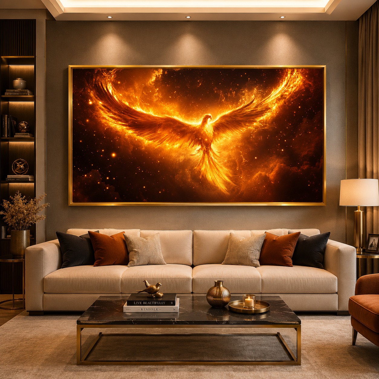 Phoenix Vastu Wall Art Painting Canvas Decor for Living Room