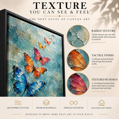 Colorful Butterflies Rising Textured Nature Canvas Art