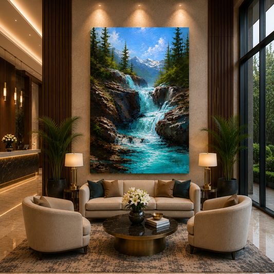Nature Waterfall Wall Art Canvas Painting for Home Decor