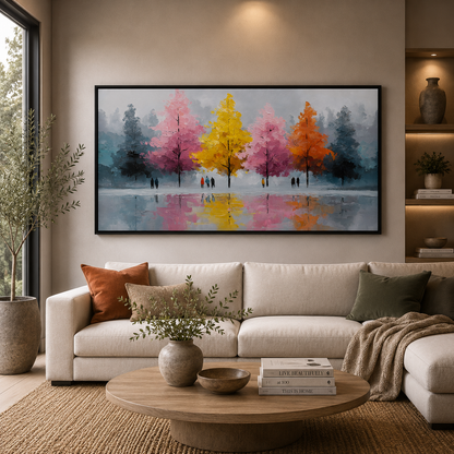 Colorful Autumn Trees Landscape Canvas Wall Art Painting